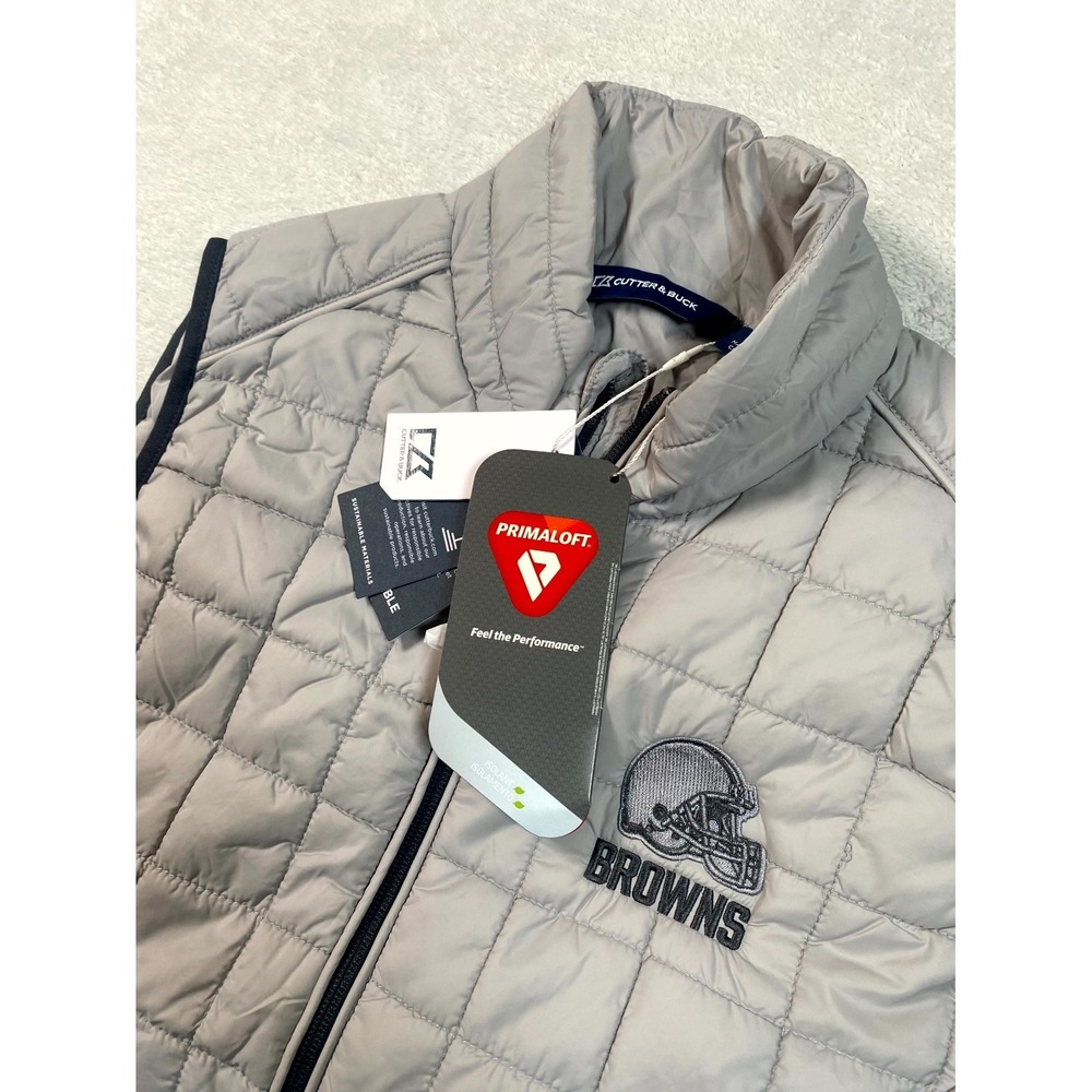 Cutter & Buck Rainier PrimaLoft Puffer Vest‎ Womens Large Gray Cleveland Browns